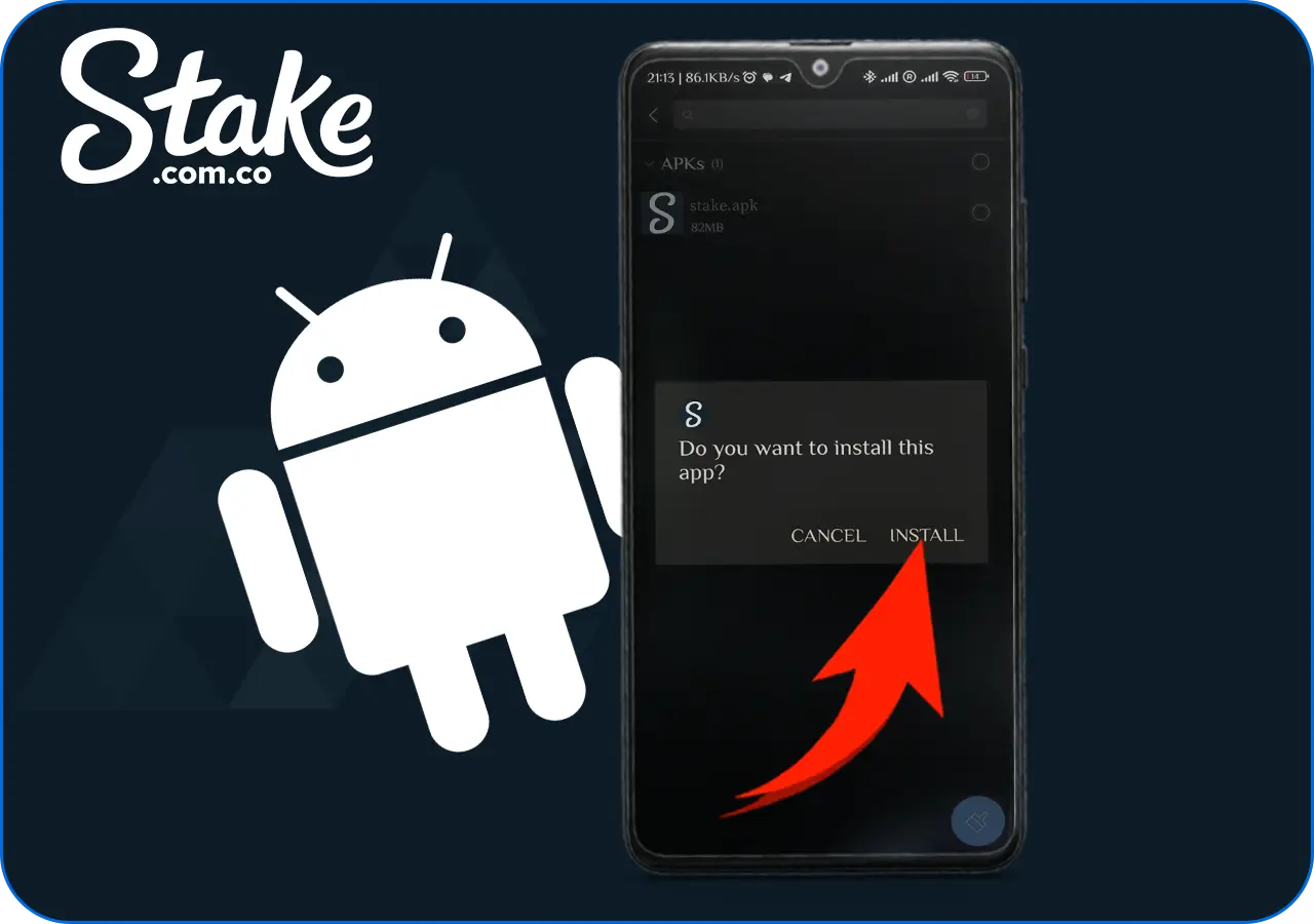 ¿Cómo descargar la aplicación móvil de Stake en Android paso 4?